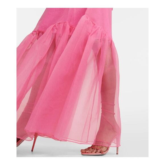 Staud Calluna Pink Organza Maxi Dress Tiered Ruffle Gown Size Medium - Picture 10 of 10